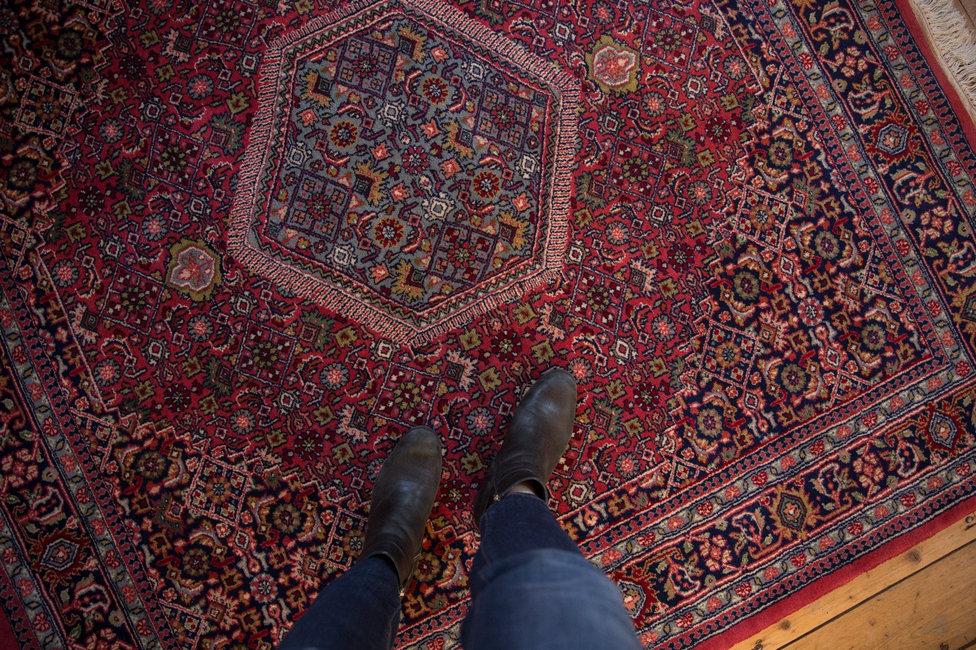 6x6 Vintage Indian Bijar Design Square Carpet // ONH Item mc001324