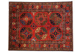Hand knotted Pakistani Ersari design rug with geometric palmettes and rich gem shades.