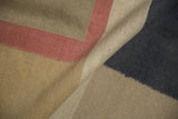 Hand-woven Contemporary Kilim texture with beige, brick red, and charcoal blocks.