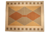 Vintage Contemporary Kilim carpet with modern argyle diamond pattern in bronze, beige, gold, 11'1