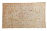 Vintage hand knotted Bulgarian Kerman carpet, ivory field, Rococo medallion, floral sprays.