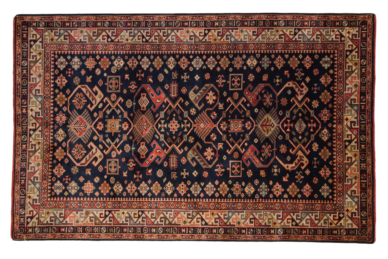 5x8 Vintage Romanian Kuba Design Carpet // ONH Item mc001361
