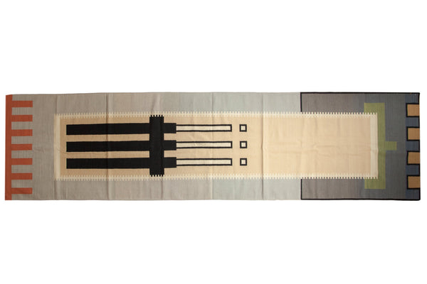 4x15.5 Vintage Contemporary Kilim Rug Runner // ONH Item mc001362