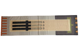 Vintage Contemporary Kilim rug runner, abstract ivory, beige, charcoal, green, and red design, 3x12.