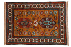 5.5x7.5 Vintage Siberian Kazak Design Carpet // ONH Item mc001368