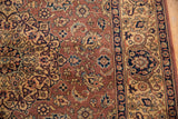 Vintage Romanian Tabriz border and field with scrolling vinery and palmette motifs.