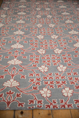 Low angle view of the Samarkand rug's mixed raised pile and flatweave texture.