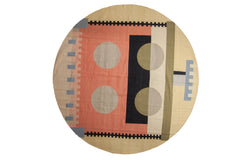 10x10 Vintage Contemporary Kilim Round Carpet // ONH Item mc001378