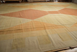 Hand woven contemporary Kilim with modern argyle diamond pattern, ivory, sand, copper.