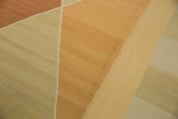 Abrashed ivory, beige, and copper argyle pattern on this contemporary Kilim flatweave.