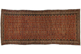 Antique Malayer rug runner with an allover repeating plant design in brick red, indigo, and antique ivory.