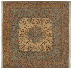12x12 Vintage Bulgarian Kerman Design Square Carpet // ONH Item mc001389