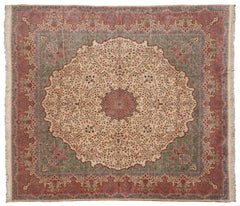 17x19 Vintage Bulgarian Kerman Design Square Carpet // ONH Item mc001391
