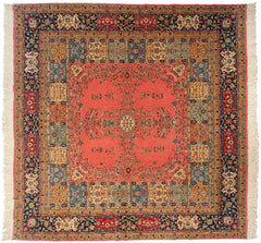 11.5x12 Vintage Bulgarian Tabriz Design Square Carpet // ONH Item mc001392