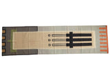 Hand woven Contemporary Kilim runner, abstract geometric blocks in silver, charcoal, sage, terra cotta.