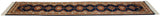 Repeating geometric medallions with hook motifs on a vintage Indian Turkmen runner.