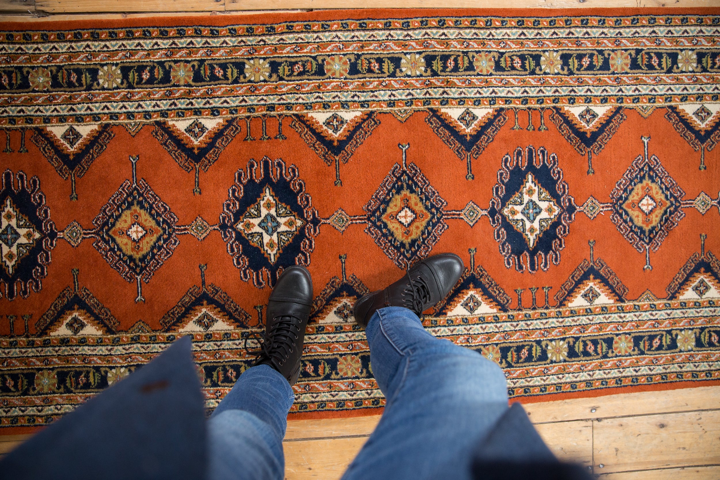 3x15 Vintage Indian Turkmen Design Rug Runner // ONH Item mc001439 Image 1