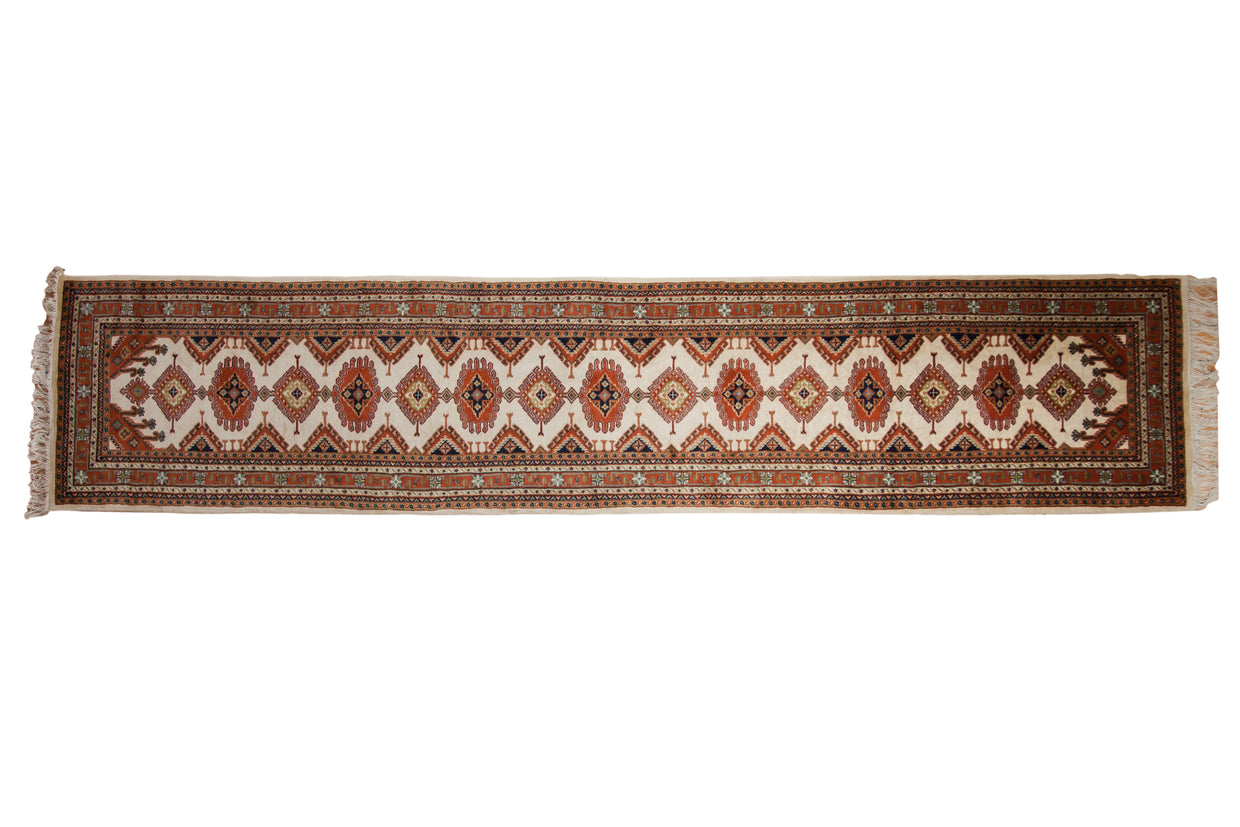 3x15 Vintage Indian Turkmen Design Rug Runner // ONH Item mc001440