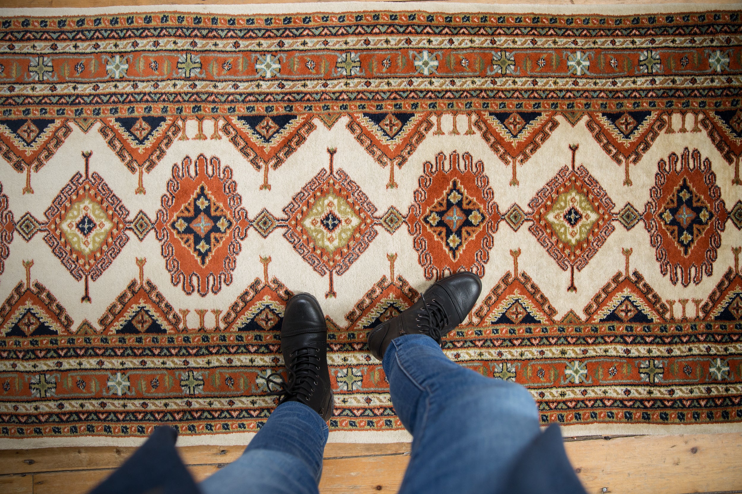 3x15 Vintage Indian Turkmen Design Rug Runner // ONH Item mc001440 Image 1