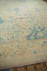 Low angle across the evenly worn pile of the vintage Polonaise design carpet.