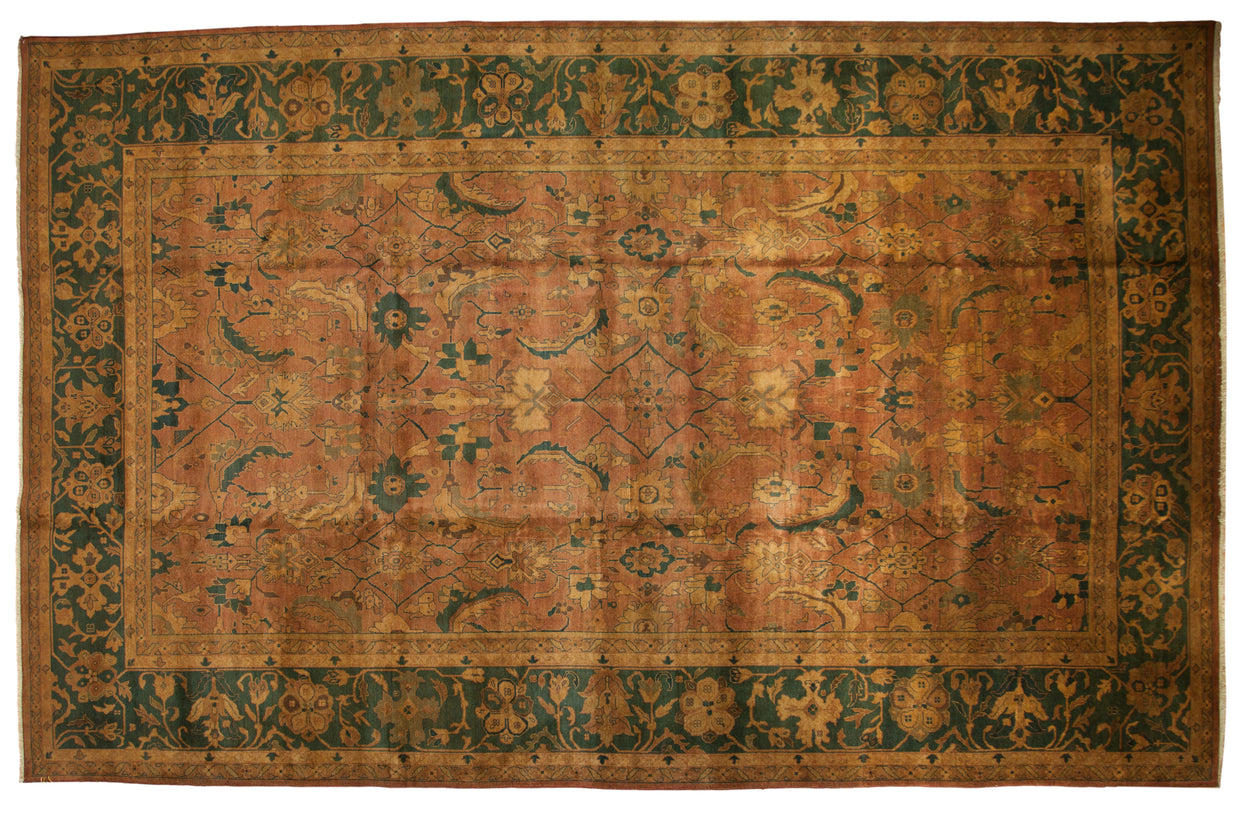 10.5x17 Vintage Tea Washed Agra Carpet // ONH Item mc001453