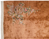 Vintage Art Deco rug fringe and shadow embossed dimensional piled carving.