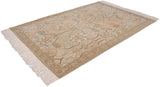 Vintage Armenian Sultanabad carpet with oversized Herati design motifs in beige, apricot, and green.