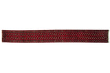 Vintage fine Bokhara rug runner with repeating gul medallions in a cherry red field with dark navy blue details.
