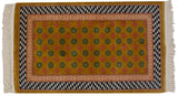 Stacked cube border with blush Greek key pattern on a vintage Chinese Art Deco rug.