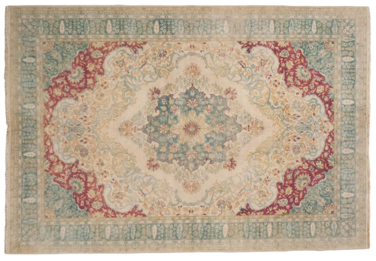 6x9 Vintage Distressed Bulgarian Kerman Design Carpet // ONH Item mc001514