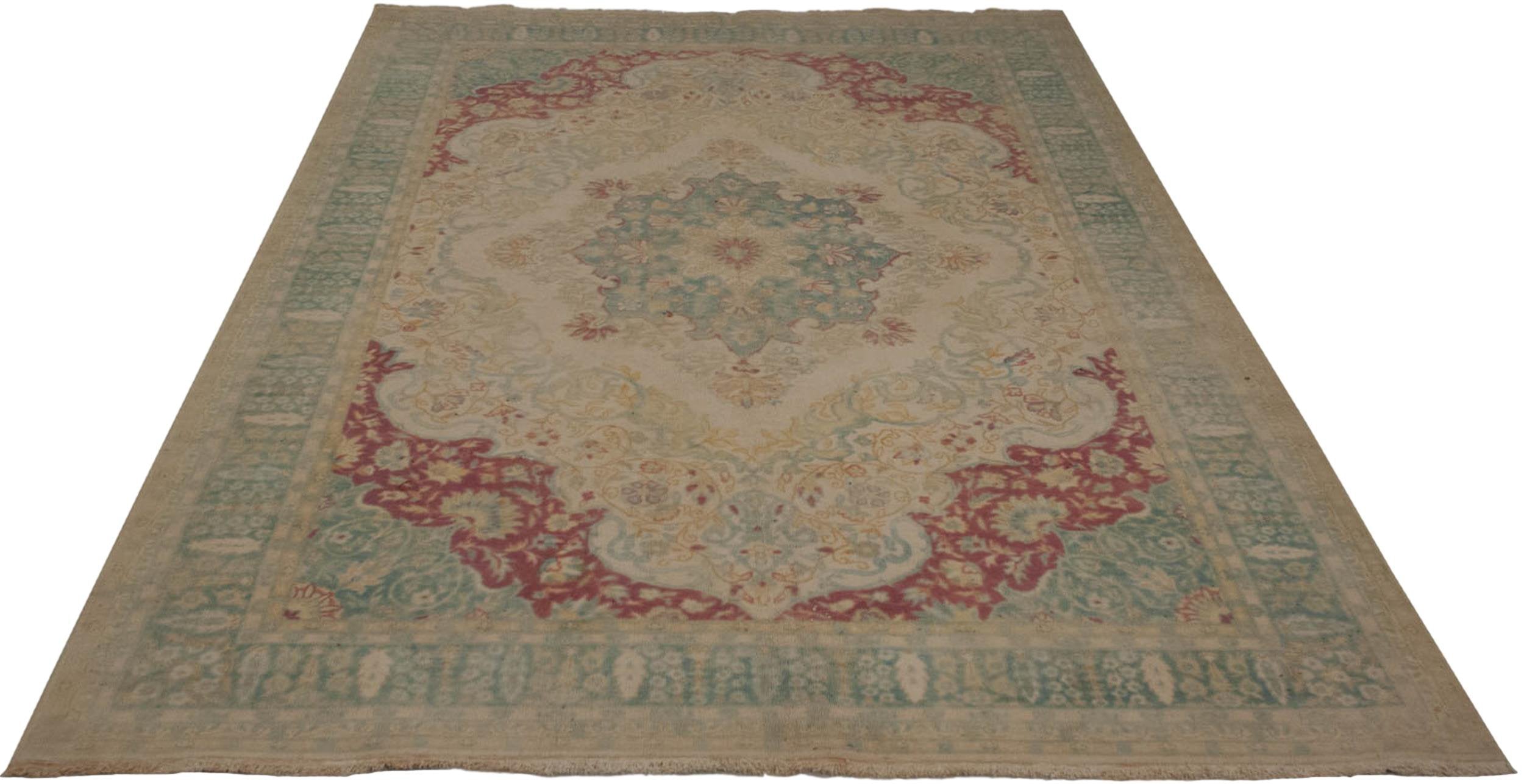 6x9 Vintage Distressed Bulgarian Kerman Design Carpet // ONH Item mc001514 Image 1