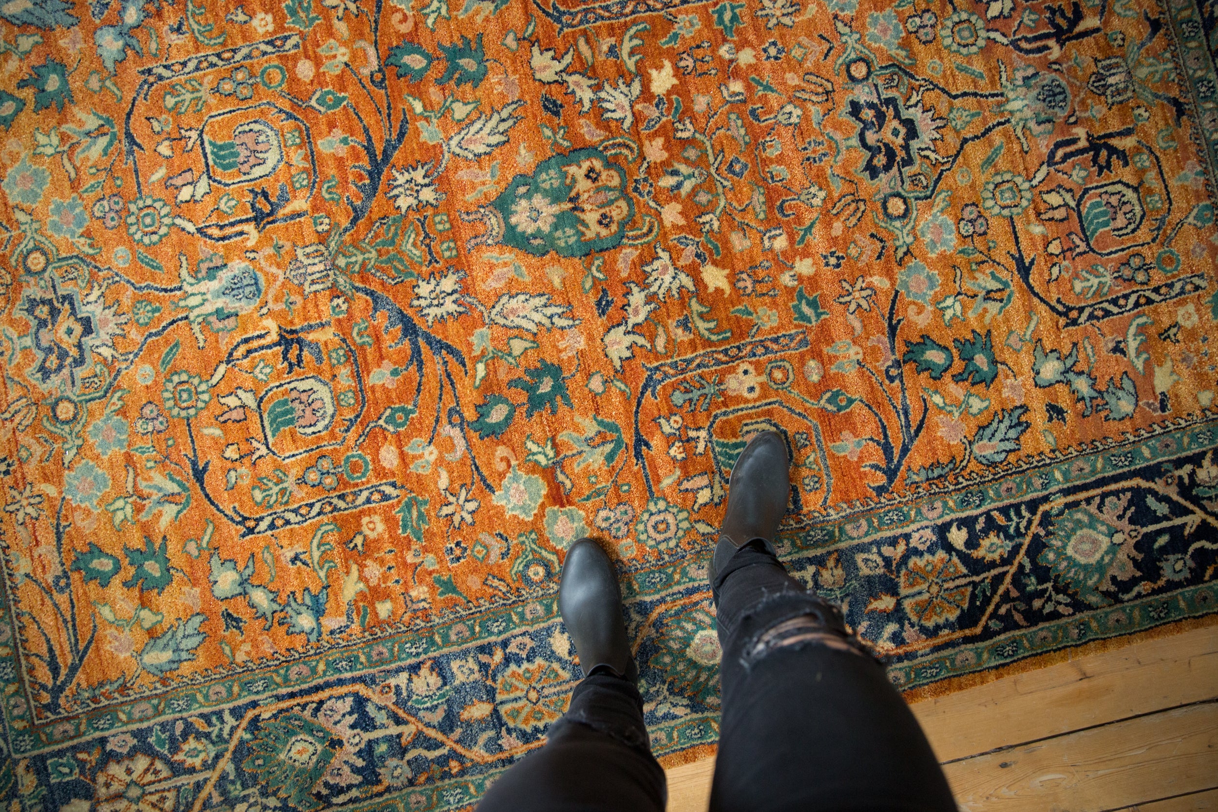 6x9 Vintage Tea Washed Indian Bijar Design Carpet // ONH Item mc001521 Image 1