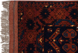 Original side cord selvage and full wool pile on the corner of a vintage Taghan rug.