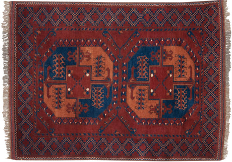 3x4 Vintage Pakistani Ersari Design Square Rug // ONH Item mc001535