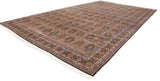 Angled profile of a vintage Tabriz design carpet showing its intricate panelled layout.