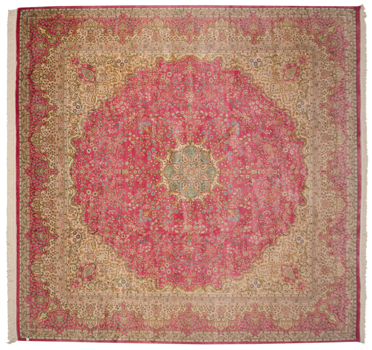 12x12.5 Vintage Bulgarian Kerman Design Square Carpet // ONH Item mc001556