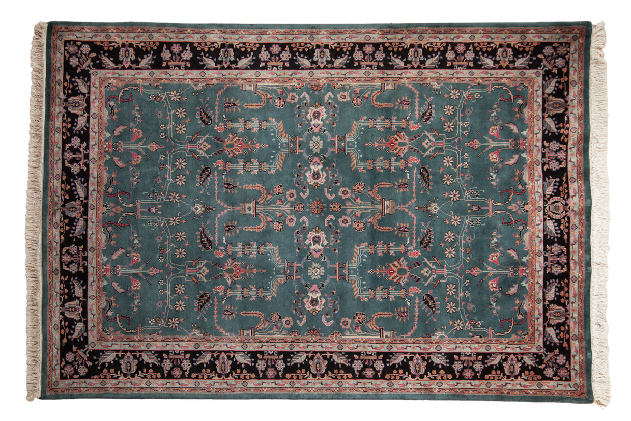 6x9 Vintage Indian Mohajeran Sarouk Design Carpet // ONH Item mc001561