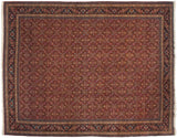 Vintage Persian Tabriz carpet with an intricate allover Herati pattern in cherry red and sapphire blue.