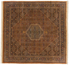 8x8.5 Vintage Tea Washed Indian Bijar Design Square Carpet // ONH Item mc001581 Image 5