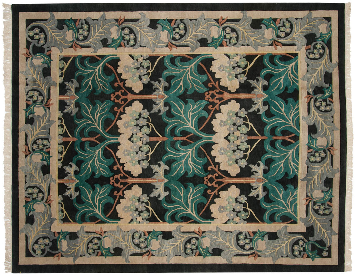 8x10.5 Vintage Indian William Morris Design Carpet // ONH Item mc001586