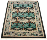 Vintage Indian William Morris border, with sprawling grey leaves and mallard green foliage.