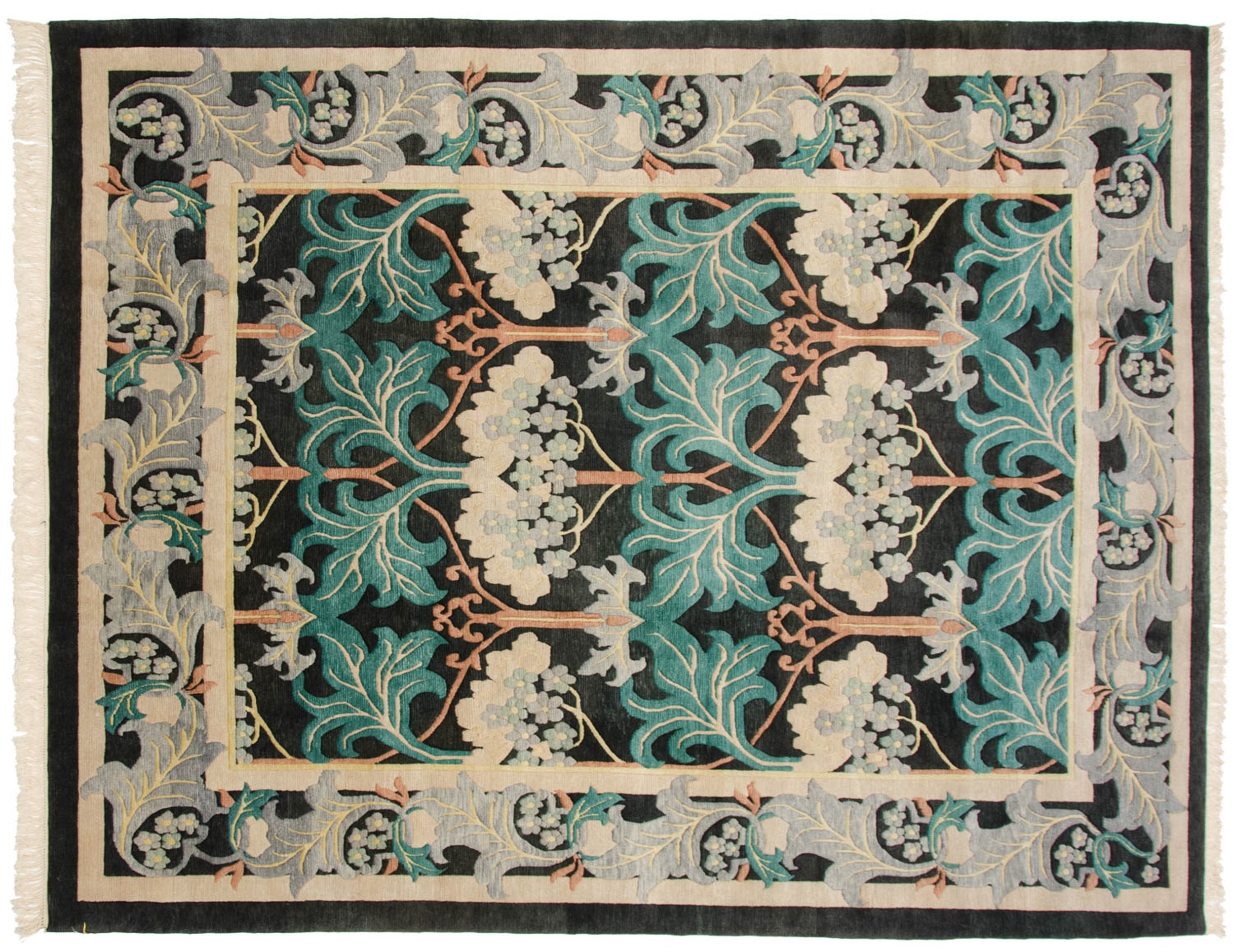 8x10.5 Vintage Indian William Morris Design Carpet / ONH item mc001586