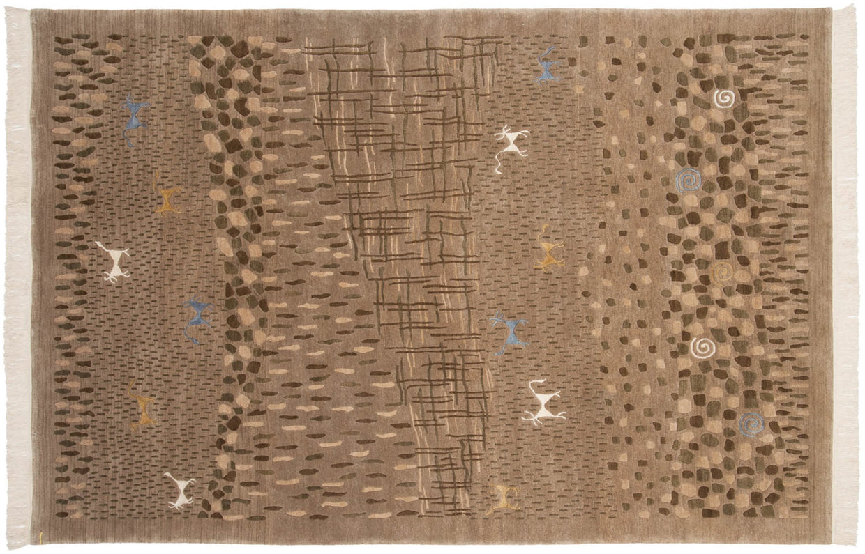 6x9 New Indian Folk Art Design Carpet // ONH Item mc001596