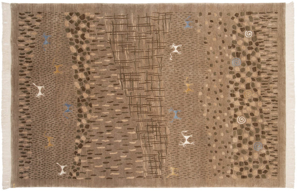 6x9 New Indian Folk Art Design Carpet // ONH Item mc001596