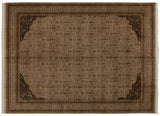 Ivory Indian Tabriz carpet, Cyprus trees, dark floral arabesque corner spandrels, 10x13.7.