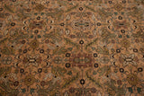 Angled view of the Indian Heriz carpet's full pile, detailing its geometric relief and floral motifs.