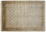 Indian Agra carpet with paneled floral bouquets on an ivory field, framed by a detailed Herati border.