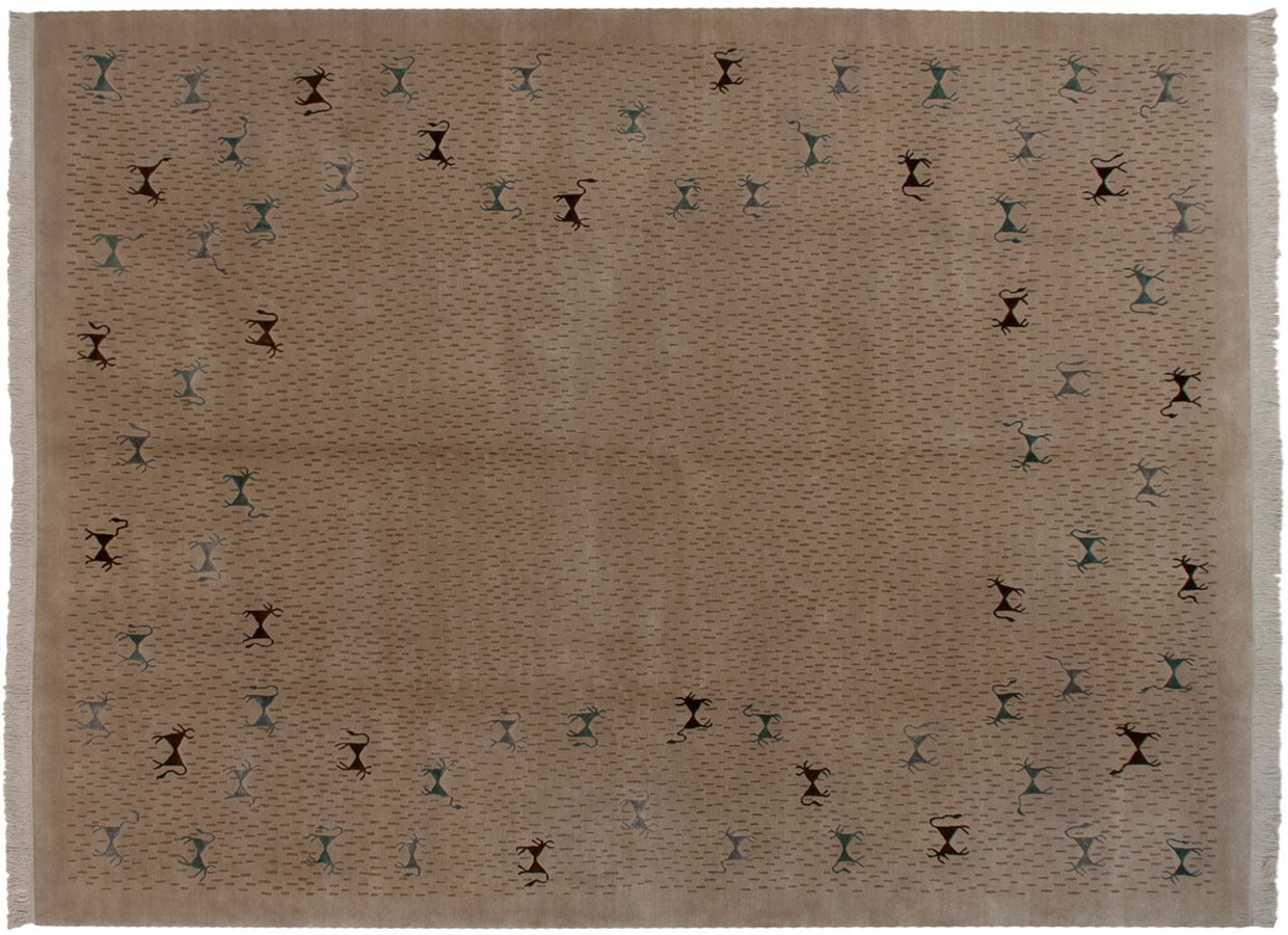 9x12 New Indian Folk Art Design Carpet // ONH Item mc001602