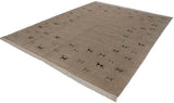 Hand woven Indian Folk Art rug with primitive art silk animals on a beige ground.