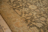 Soft, lustrous pile and intact side cord selvage on a vintage Indian Oushak design rug.